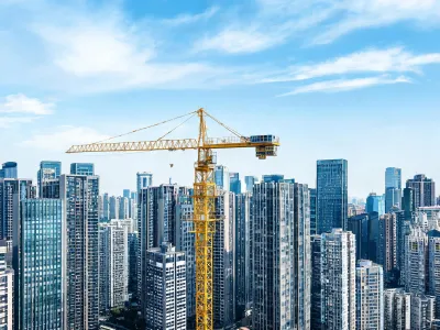 City crane dense urban site