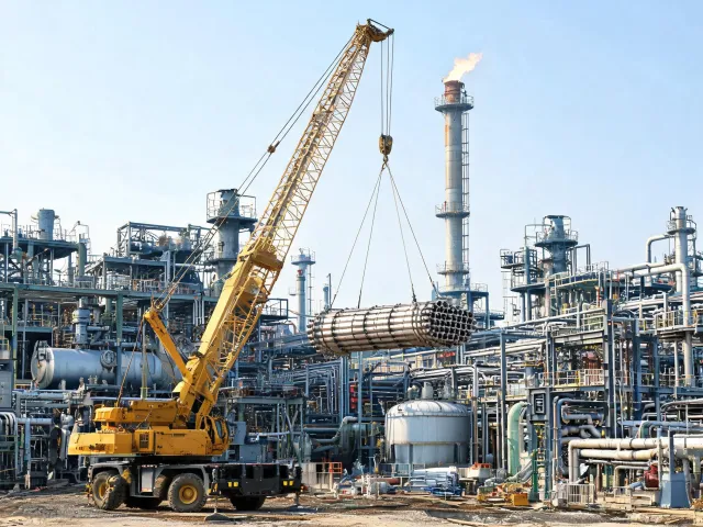 Petrochemical turnaround rough terrain crane